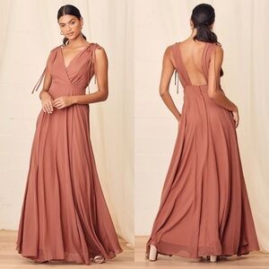 Lulus Dance the Night Away Rusty Rose Backless Maxi Dress